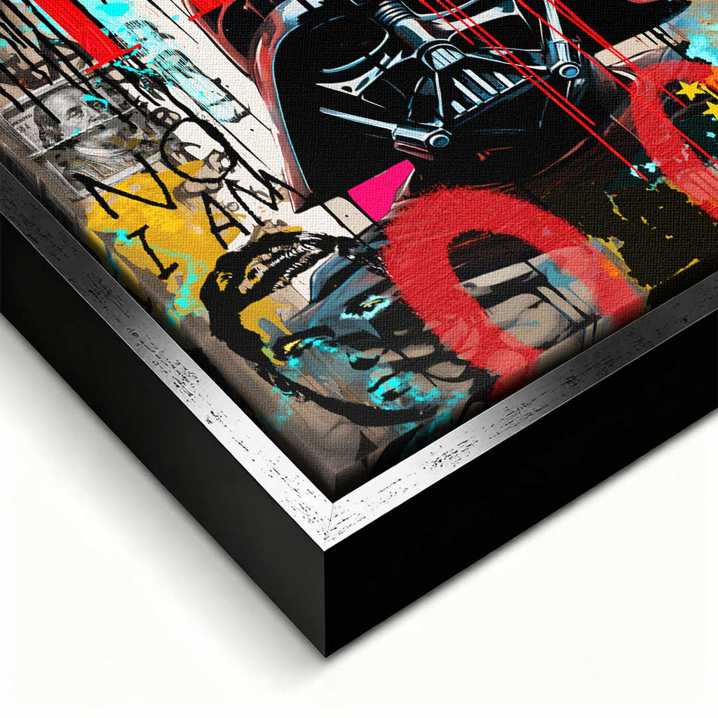 Obraz na płótnie Vader Pop. Nowoczesny wydruk galeryjny w stylu street art z motywem kultowej postaci i okładki magazynu. Ekskluzywna sztuka na ścianę.