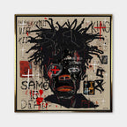 Obraz na płótnie Black Legend, wydruk galeryjny w stylu Jean-Michel Basquiat, nowoczesna sztuka neoekspresjonistyczna, czarny portret graffiti, marka Huephant.