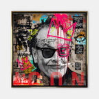 Obraz na płótnie Jack Nicholson styl pop-art street art, wydruk galeryjny czarno-biały z neonową koroną, sztuka nowoczesna limitowana edycja do salonu.