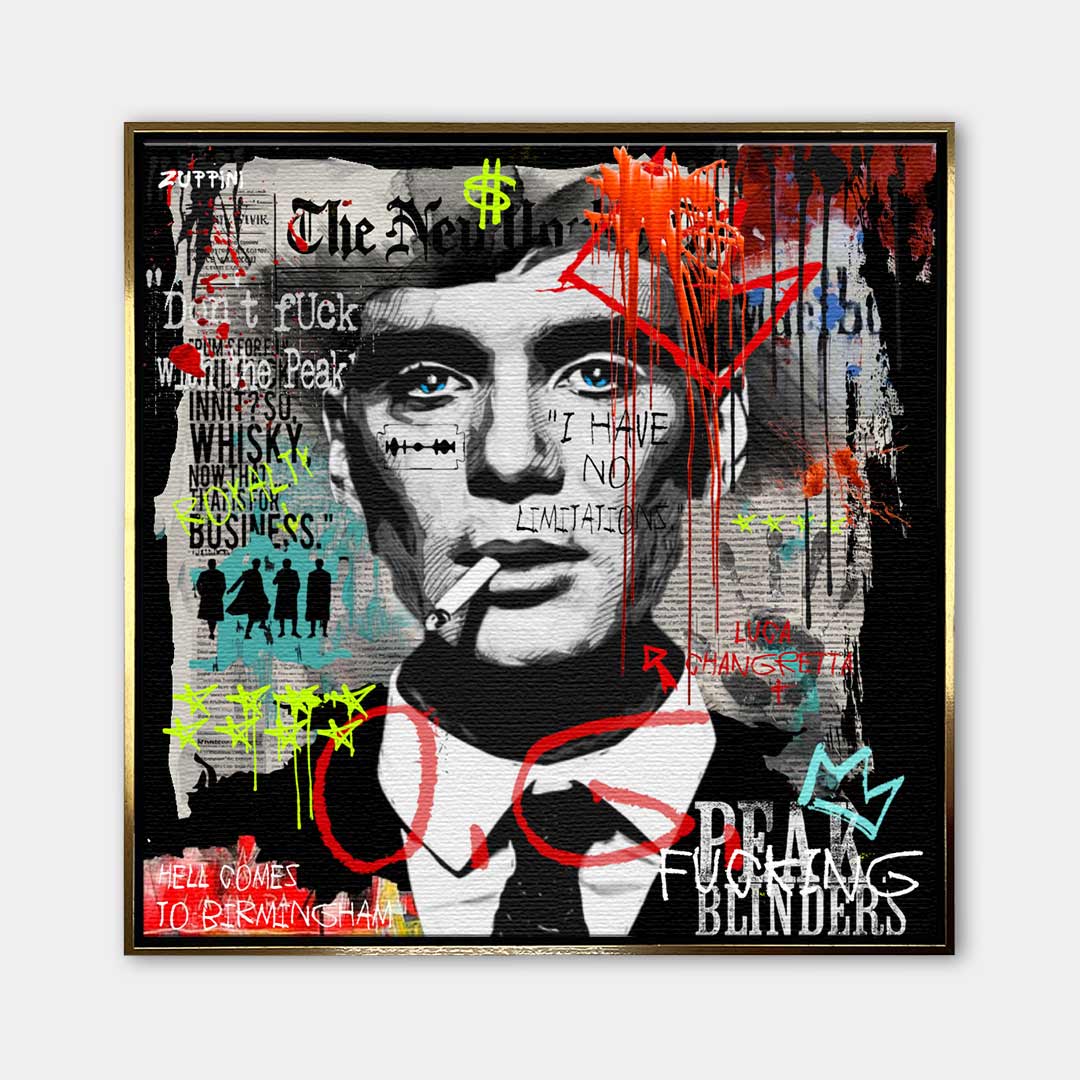 Nowoczesny obraz na płótnie Thomas "Fu**in" Shelby. Wydruk galeryjny w stylu street art z graffiti, motywacyjny obraz do biura i salonu.