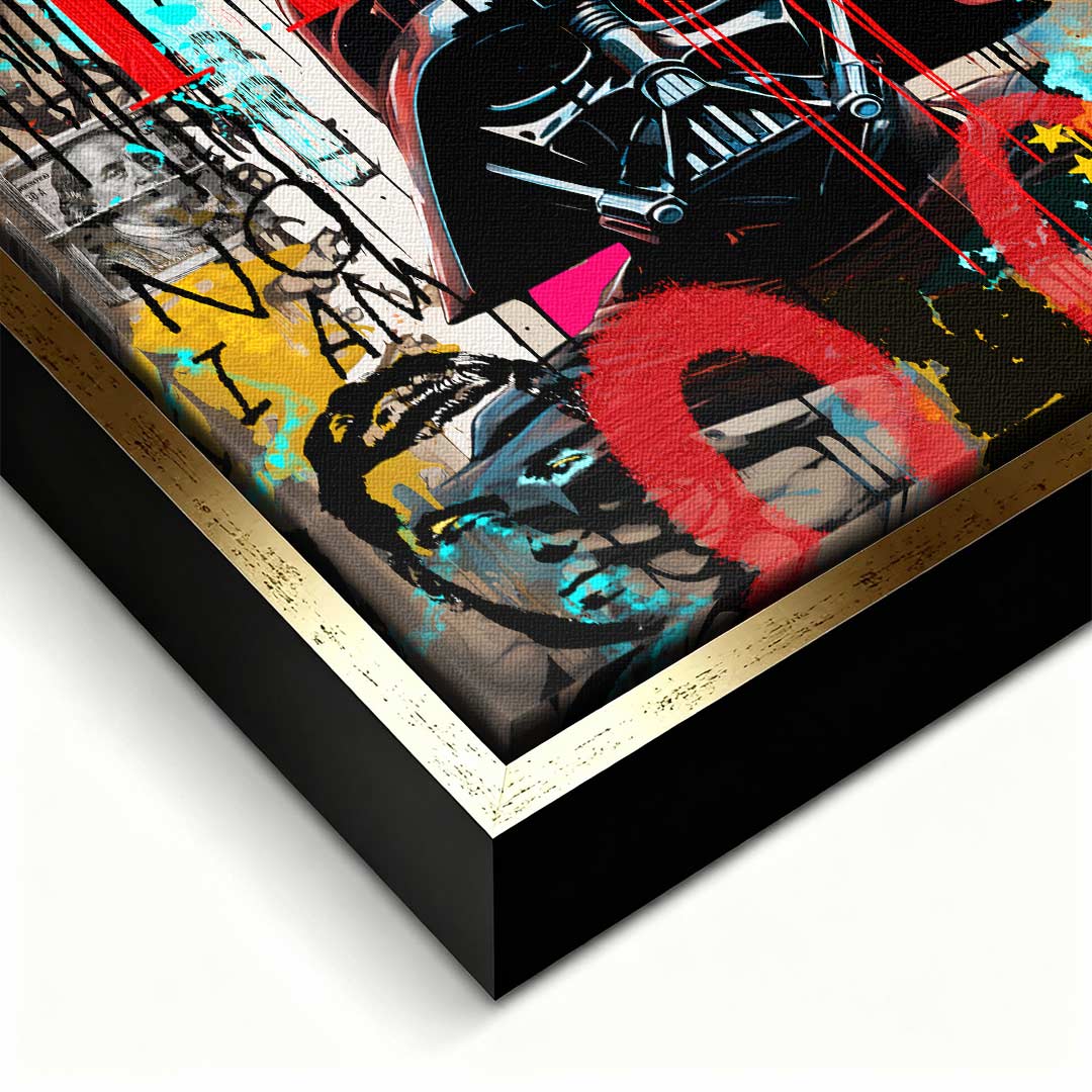 Obraz na płótnie Vader Pop. Nowoczesny wydruk galeryjny w stylu street art z motywem kultowej postaci i okładki magazynu. Ekskluzywna sztuka na ścianę.
