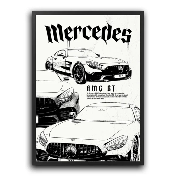 mercedes benz amg gt plakat na ścianę biały