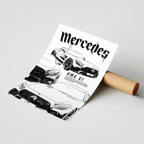 mercedes benz amg gt plakat na ścianę biały dekoracja do pokoju plakat motoryzacyjny plakat z samochodem obraz na ścianę car poster