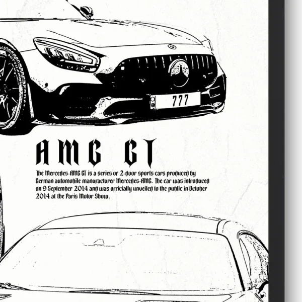 mercedes benz amg gt plakat na ścianę biały dekoracja do pokoju plakat motoryzacyjny plakat z samochodem obraz na ścianę car poster