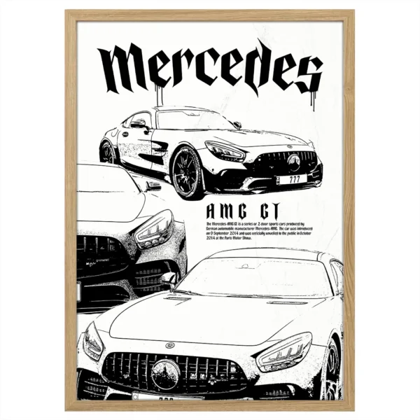 mercedes benz amg gt plakat na ścianę biały dekoracja do pokoju plakat motoryzacyjny plakat z samochodem obraz na ścianę car poster