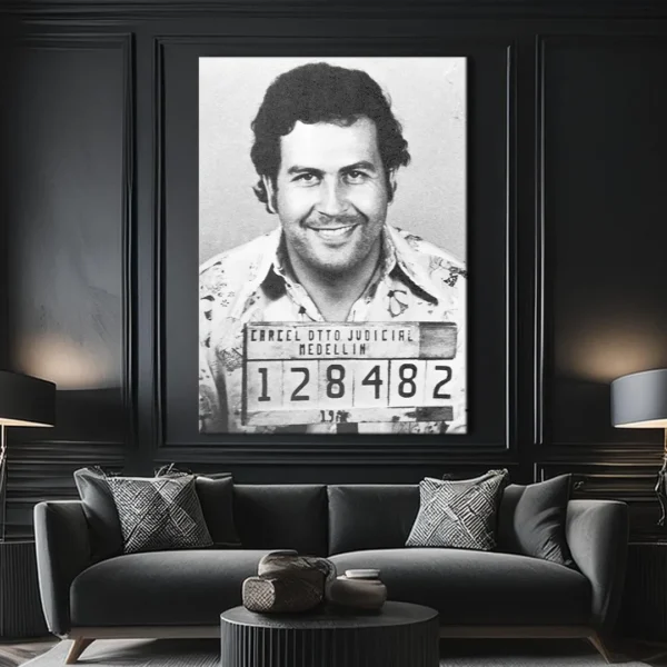 plakat papier pablo escobar mugshot obraz na ścianę dekoracja do salonu z motywem sławnej postaci narcos