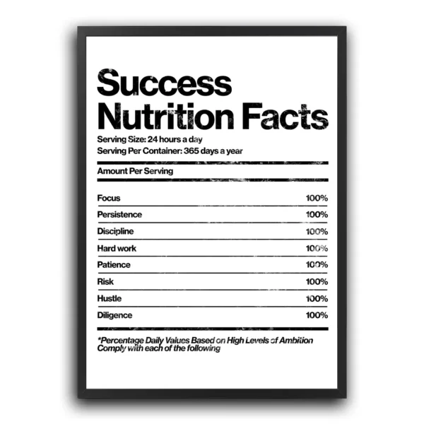 poster success nutrition facts plakat motywacyjny obraz na ścianę motywacja