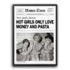 poster hot girls love money and pasta plakat dla kobiet lifestyle