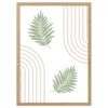 poster plakat liście i linie boho geometryczny natura minimalistyczny obraz na ścianę dekoracja do salonu drewniana rama