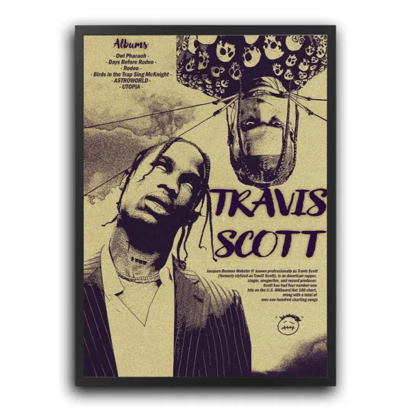 poster plakat travis scott moody dreamy trav wall art utopia obraz na ścianę z motywem muzycznym plakat z travisem scottem