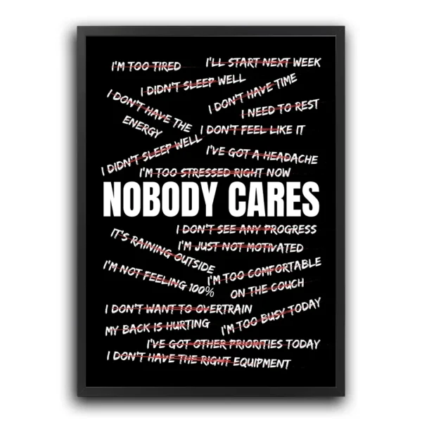 plakat nobody cares drewniana rama plakat motywacyjny dekoracja na ścianę do pokoju obraz na ścianę