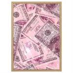 plakat rose dollars drewniana rama trendy poster obraz na ścianę w nowoczesnym stylu dekoracja ścienna do salonu