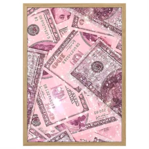 plakat rose dollars drewniana rama trendy poster obraz na ścianę w nowoczesnym stylu dekoracja ścienna do salonu