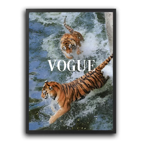 plakat vogue tigers pokoj plakat modowy w drewnianej ramie luksusowy plakat do salonu obraz na ścianę elegancki plakat vintage
