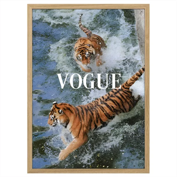 plakat vogue tigers pokoj plakat modowy w drewnianej ramie luksusowy plakat do salonu obraz na ścianę elegancki plakat vintage