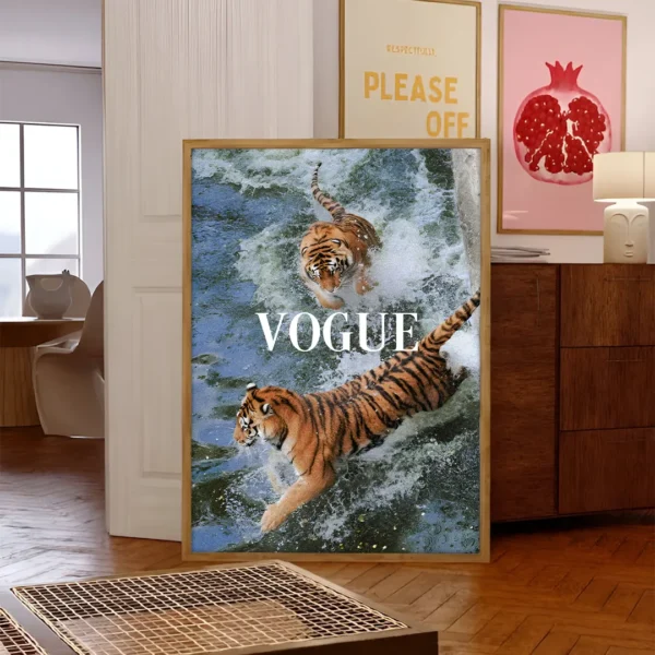 plakat vogue tigers pokoj plakat modowy luksusowy plakat do salonu obraz na ścianę elegancki plakat vintage