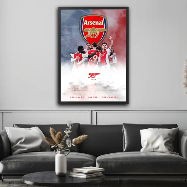 plakat piłkarski arsenal the gunners obraz na ścianę dla fanów piłki nożnej dekoracja do pokoju kibica football poster