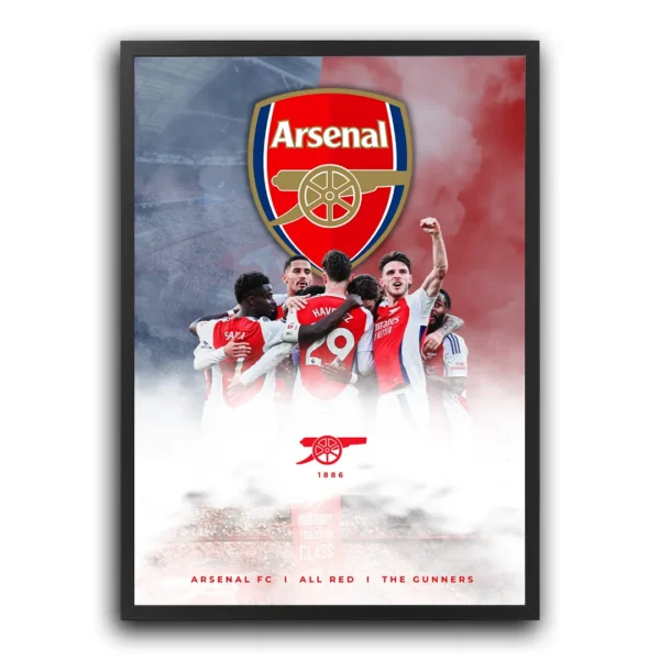 plakat piłkarski arsenal the gunners obraz na ścianę dla fanów piłki nożnej dekoracja do pokoju kibica football poster