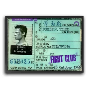 plakat tyler durden id plakat filmowy obraz na ścianę z motywem filmu lat 90 brad pitt dekoracja do salonu film fight club poster