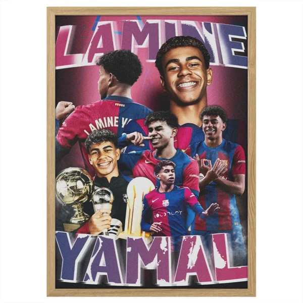 plakat piłkarski lamine yamal ikoniczne momenty fc barcelona klub piłkarski plakat na ścianę z motywem piłka nożna obraz na ścianę do pokoju kibica dekoracja ścienna