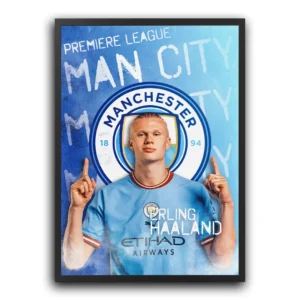 plakat piłkarski Erling Haaland Manchester City norweski napastnik obraz na ścianę z motywem piłkarskim Premier League dekoracja na ścianę do pokoju football poster