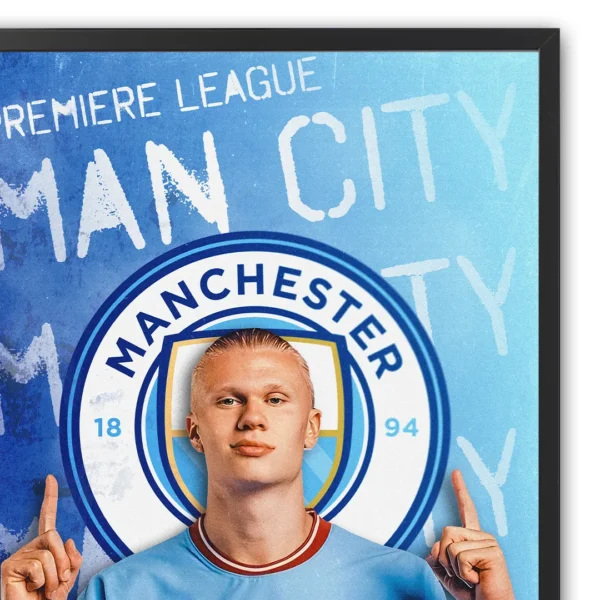 plakat piłkarski Erling Haaland Manchester City norweski napastnik obraz na ścianę z motywem piłkarskim Premier League dekoracja na ścianę do pokoju football poster