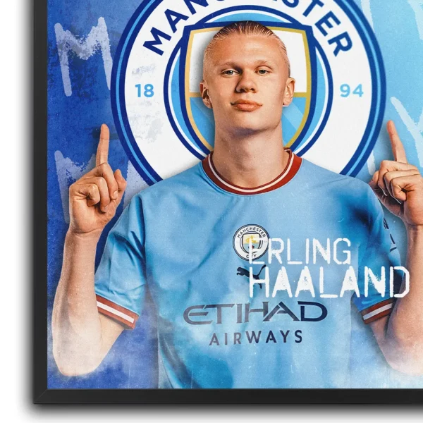 plakat piłkarski Erling Haaland Manchester City norweski napastnik obraz na ścianę z motywem piłkarskim Premier League dekoracja na ścianę do pokoju football poster