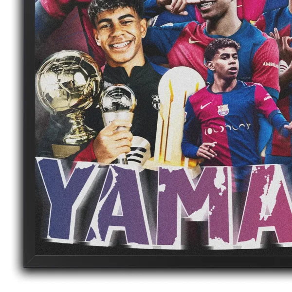 plakat piłkarski lamine yamal ikoniczne momenty fc barcelona klub piłkarski plakat na ścianę z motywem piłka nożna obraz na ścianę do pokoju kibica dekoracja ścienna