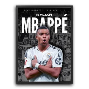 plakat piłkarski Kylian Mbappé Real Madrid francuski piłkarz obraz na ścianę z motywem piłkarskim football dekoracja na ścianę do pokoju football poster