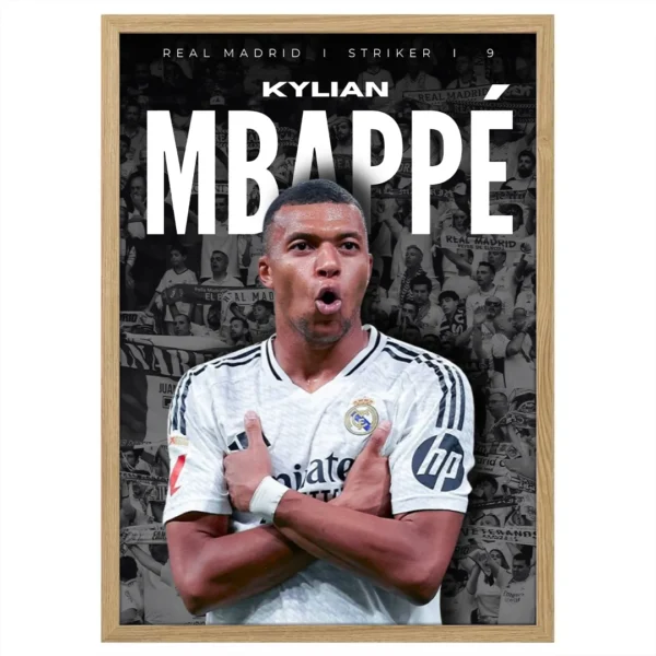 plakat piłkarski Kylian Mbappé Real Madrid francuski piłkarz obraz na ścianę z motywem piłkarskim football dekoracja na ścianę do pokoju football poster