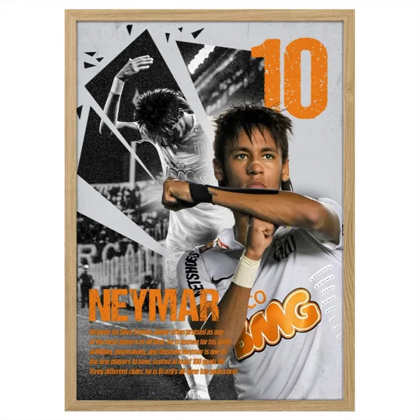 plakat piłkarski Neymar Jr. Santos FC brazylijski piłkarz młody talent obraz na ścianę z motywem piłkarskim dekoracja do pokoju football poster