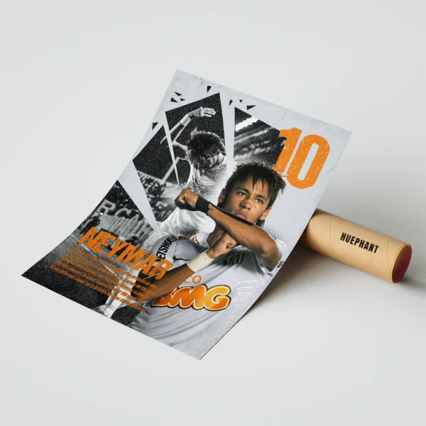 plakat piłkarski Neymar Jr. Santos FC brazylijski piłkarz młody talent obraz na ścianę z motywem piłkarskim dekoracja do pokoju football poster