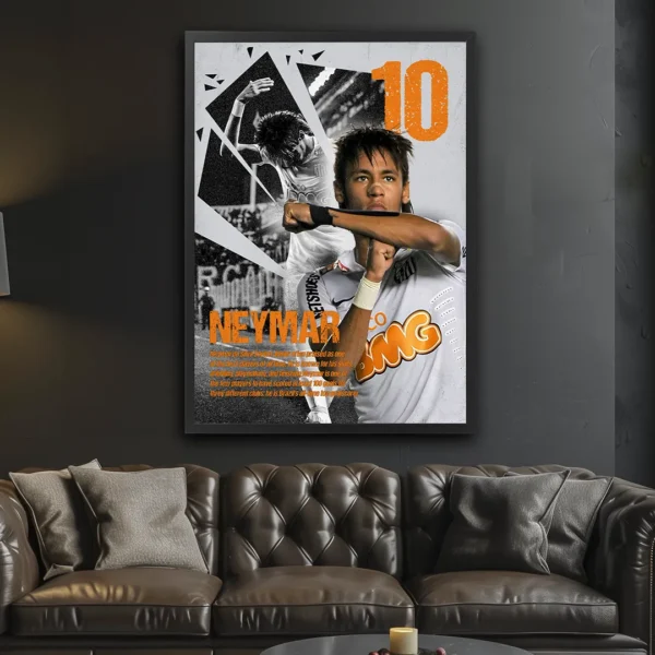 plakat piłkarski Neymar Jr. Santos FC brazylijski piłkarz młody talent obraz na ścianę z motywem piłkarskim dekoracja do pokoju football poster
