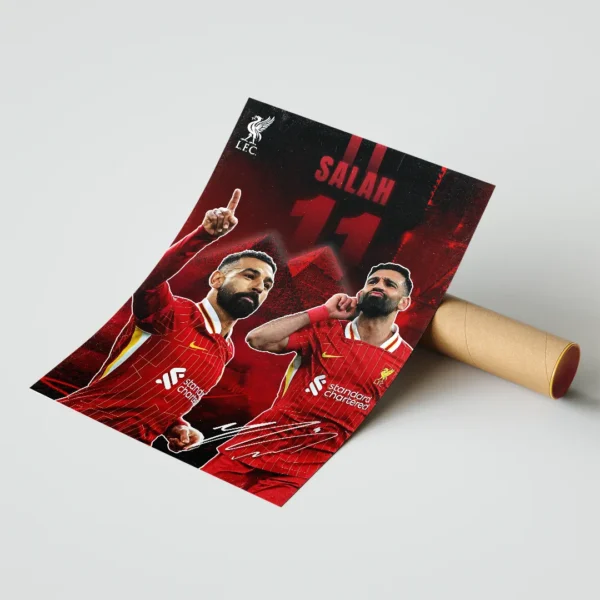plakat piłkarski mohamed salah egipski król piłka nożna dekoracja na ścianę obraz na ścianę do pokoju football poster liverpool