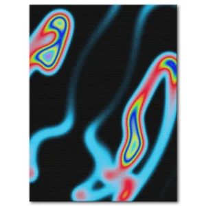 obraz na płótnie abstrakcja polar opposite obraz na ścianę z kolorami abstrakcyjnymi energetyczny obraz hipnotyzujący design dekoracja ścienna w stylu abstract do powieszenia na ścianie niebieski czerwony